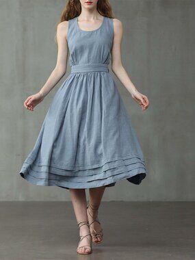 Sleeveless Midi Dress in Light Blue
